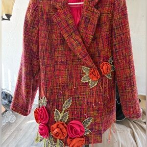 Vibrant Multicolor Women's Blazer with Floral Accents